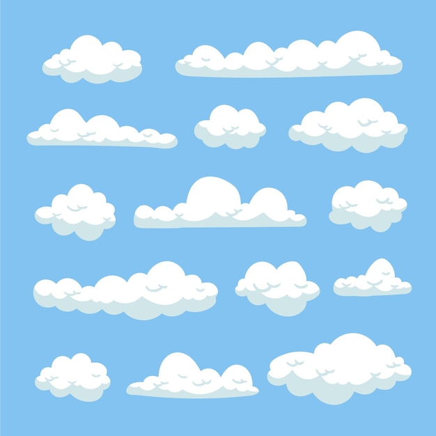 Vector gratuito colección nubes dibujadas a mano