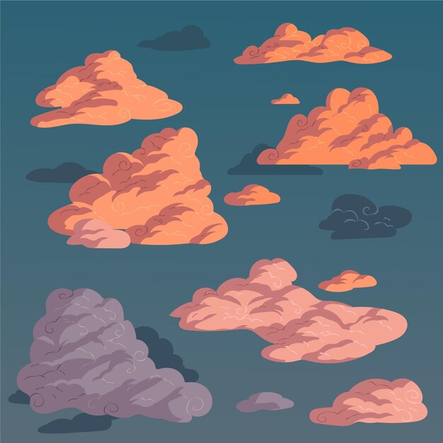 Colección nubes dibujadas a mano