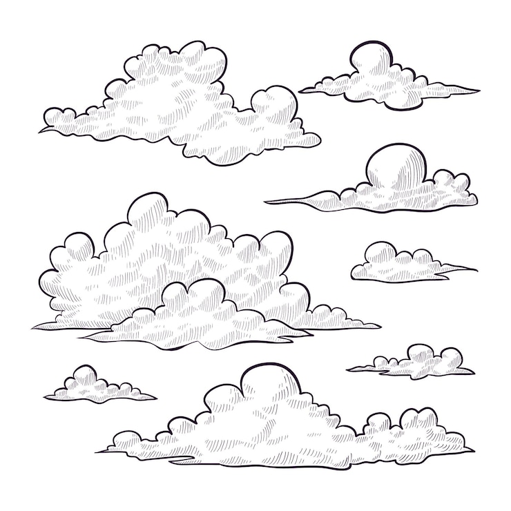 Vector gratuito colección nubes dibujadas a mano