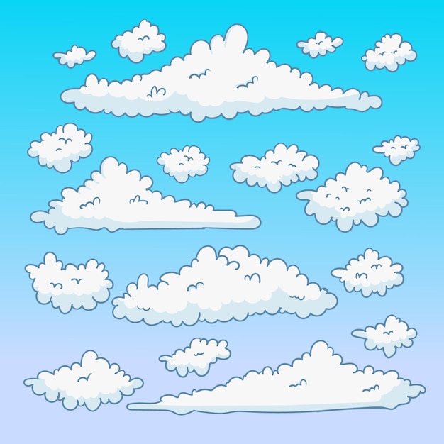 Vector gratuito colección nubes dibujadas a mano