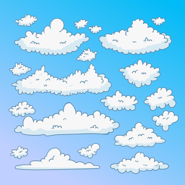 Colección de nubes dibujadas a mano