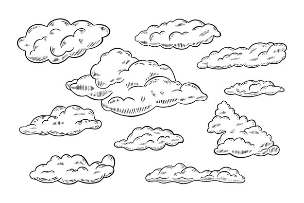 Colección nubes dibujadas a mano