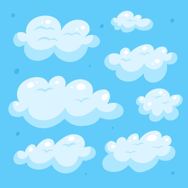 Vector gratuito colección de nubes de dibujos animados