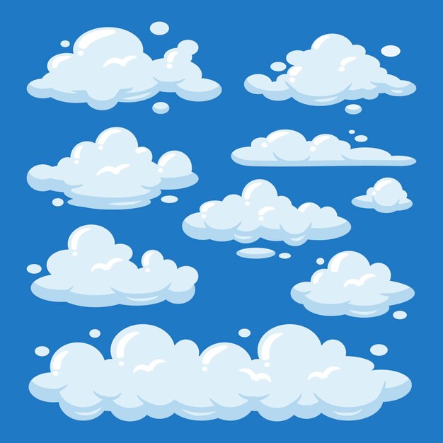 Colección de nubes de dibujos animados