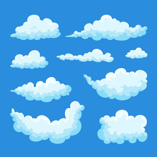 Colección de nubes de dibujos animados