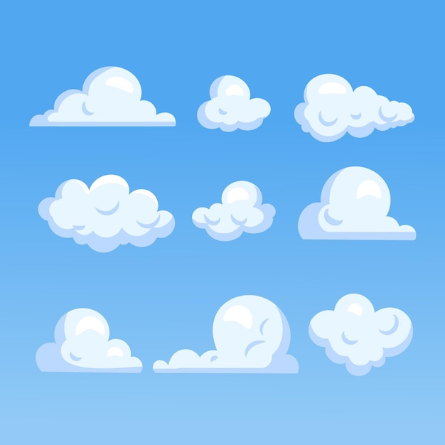 Vector gratuito colección de nubes de dibujos animados