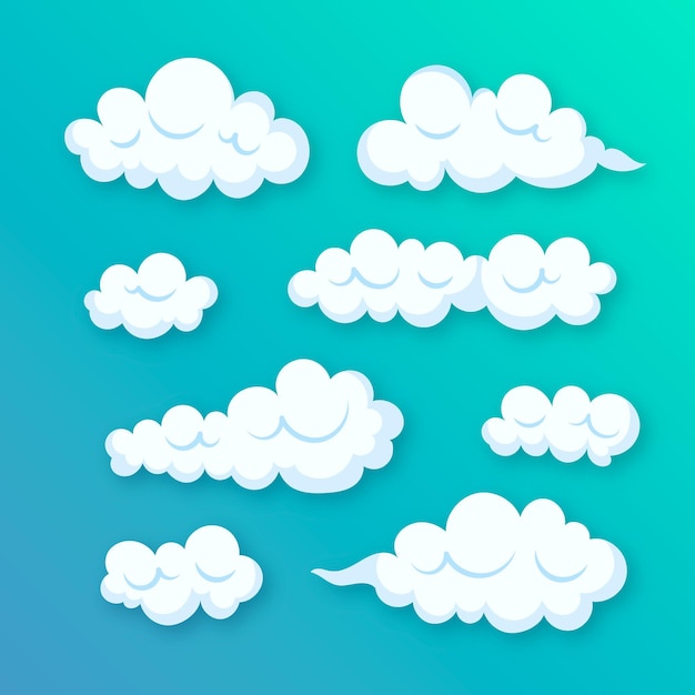 Vector gratuito colección de nubes de dibujos animados