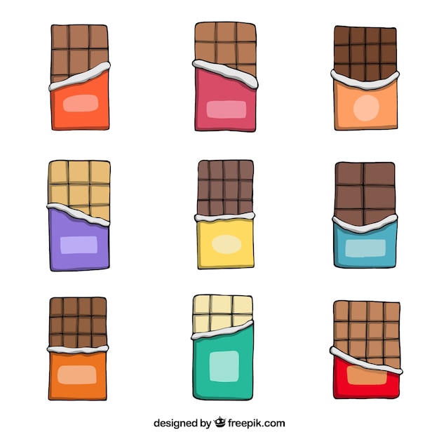Colección de nueve barras de chocolate