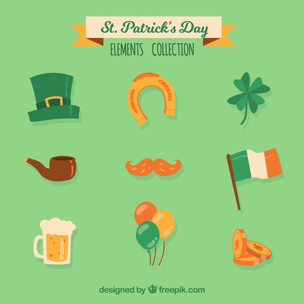 Colección de nueve elementos para el día de san patricio