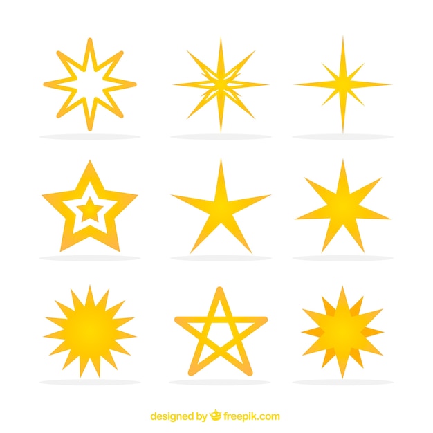 Vector gratuito colección de nueve estrellas amarillas