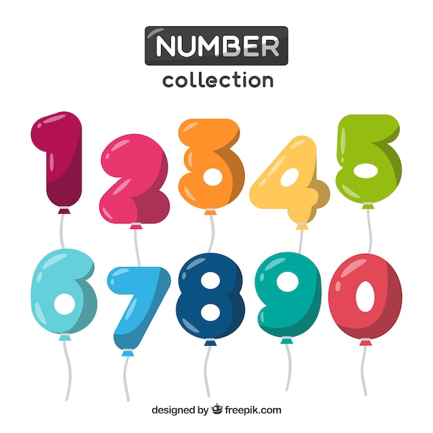 Colección de números como globos