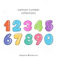 Vector gratuito colección de números de dibujos animados con estilo colorido