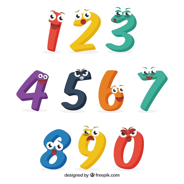 Números De Dibujos Animados Coloridos Para Niños Plantilla De Tarjeta De  Cumpleaños. Ilustración Vectorial Ilustración del Vector - Ilustración de  alfabeto, pegatina: 211233357