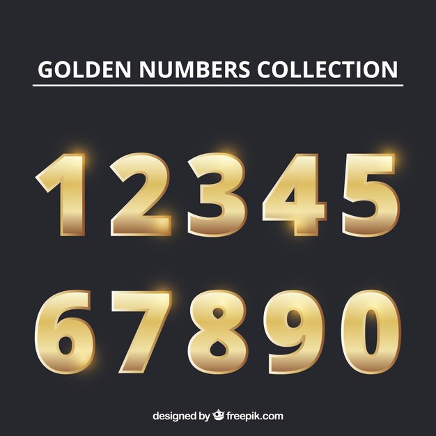 Colección de números con estilo dorado