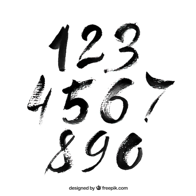 Colección de números negros en estilo de tiza