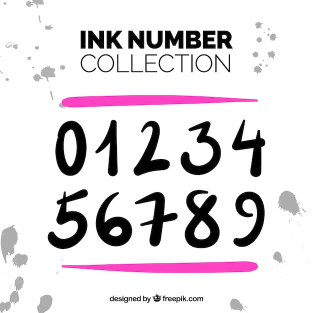Vector gratuito colección de números de tinta