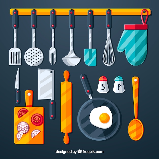 Colección de objetos de cocina