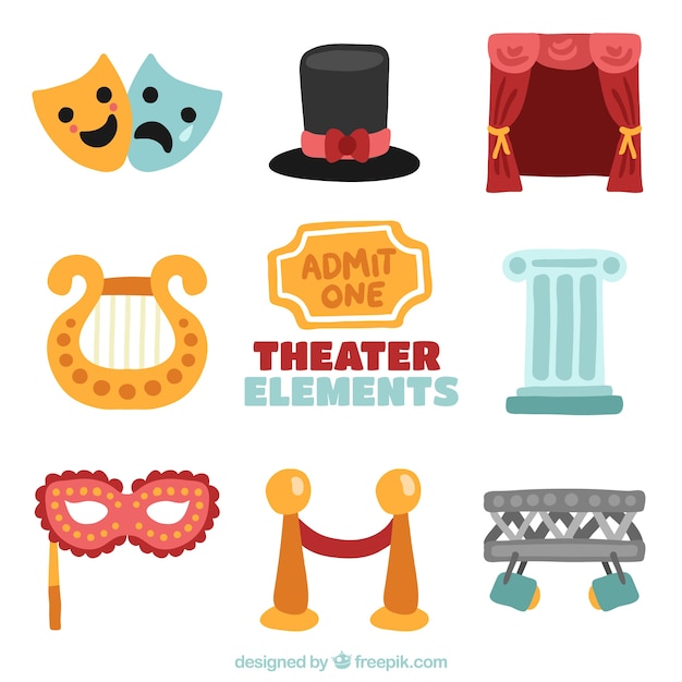 Colección de objetos coloridos para el teatro