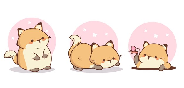Colección objetos kawaii dibujada a mano