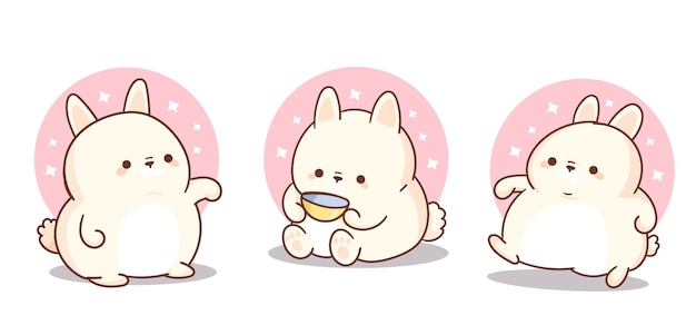 Colección objetos kawaii dibujada a mano
