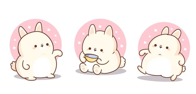 Colección objetos kawaii dibujada a mano