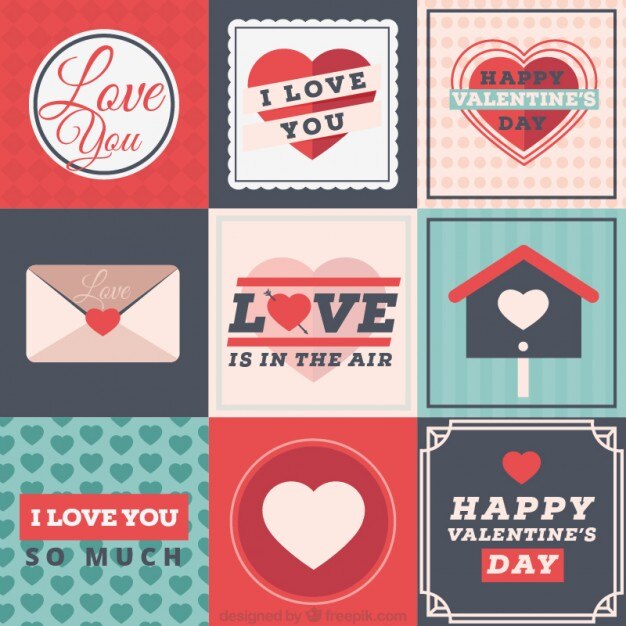 Colección de objetos de san valentín