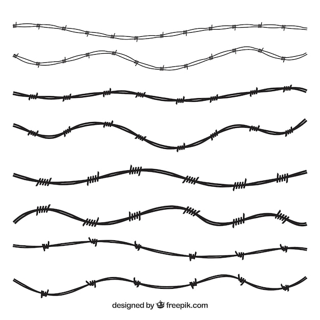Colección de ocho alambres de espino