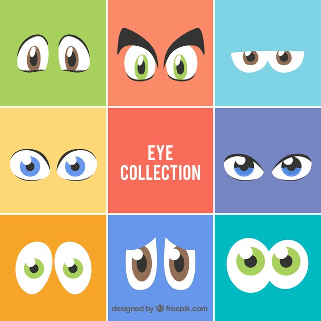 Colección de ojos de personajes de dibujos 