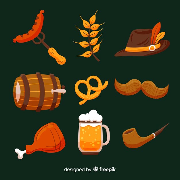 Colección de oktoberfest dibujada a mano
