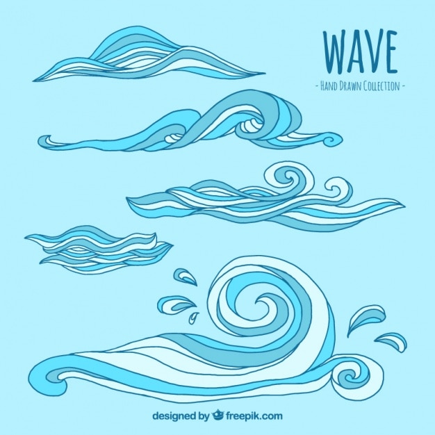Vector gratuito colección de olas dibujadas a mano