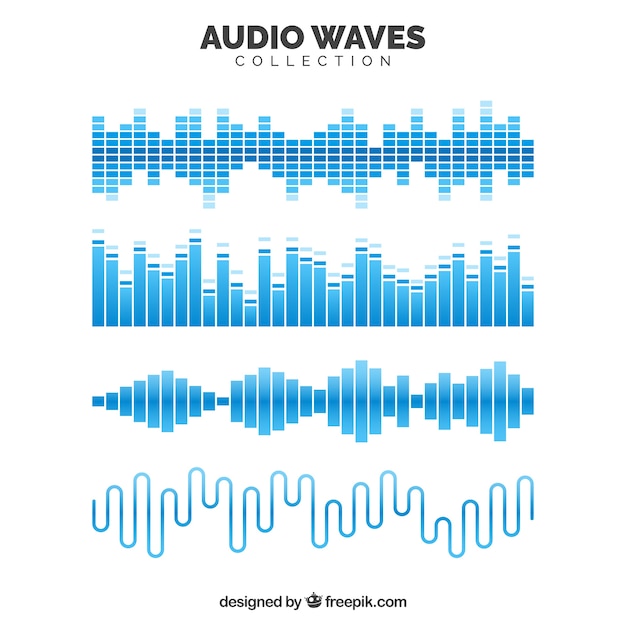 Vector gratuito colección de ondas de audio azul