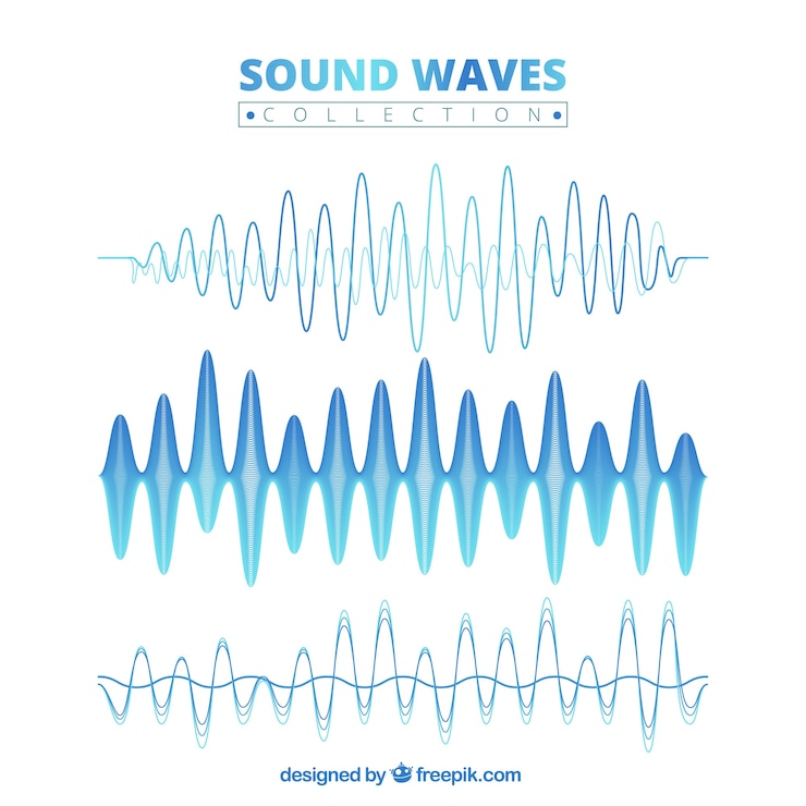 Vector gratuito colección de ondas de sonido azules