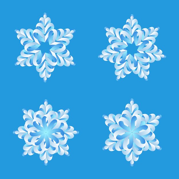 Colección de origami de copos de nieve. Elementos de decoración de feliz Navidad y próspero año nuevo.