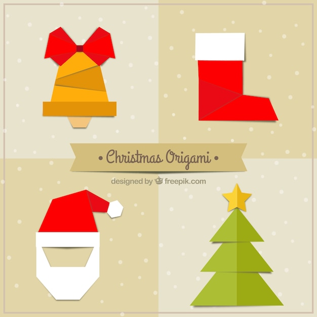 Vector gratuito colección de origami de navidad