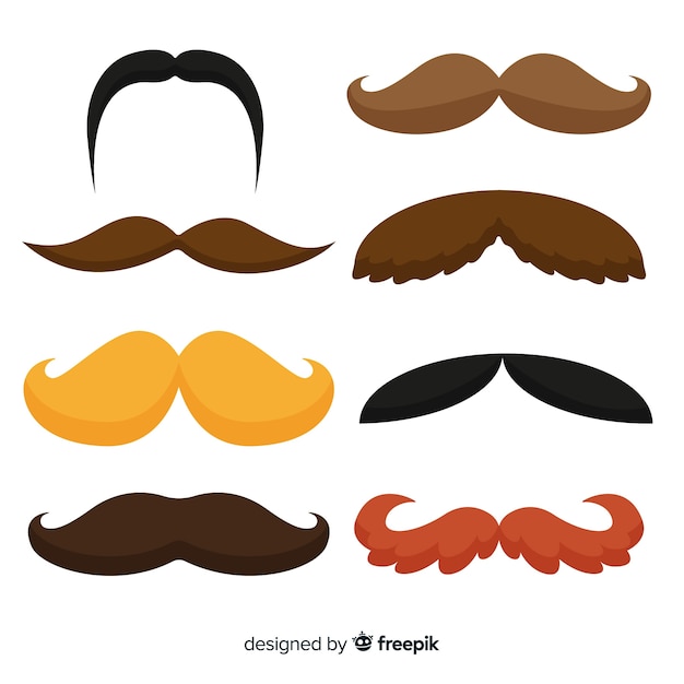 Vector gratuito colección original de bigotes con diseño plano