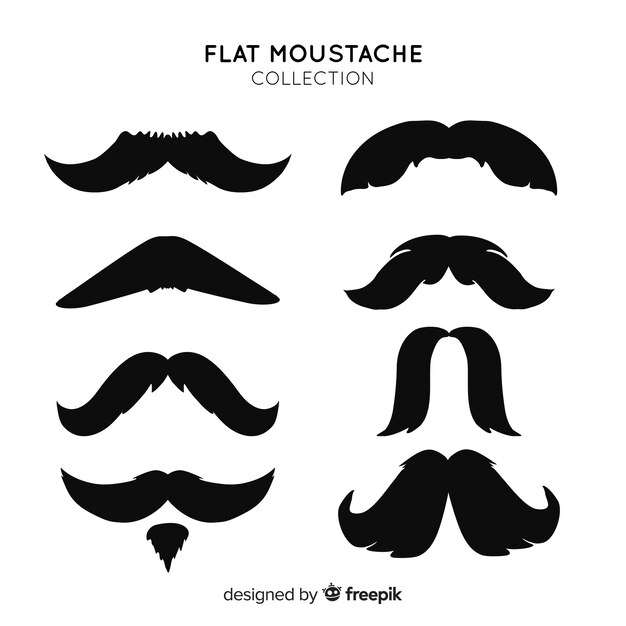 Colección original de bigotes con diseño plano