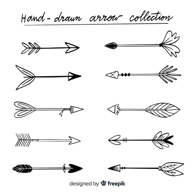 Colección original de flechas dibujadas a mano