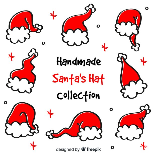 Colección original de gorros de santa claus dibujados a mano