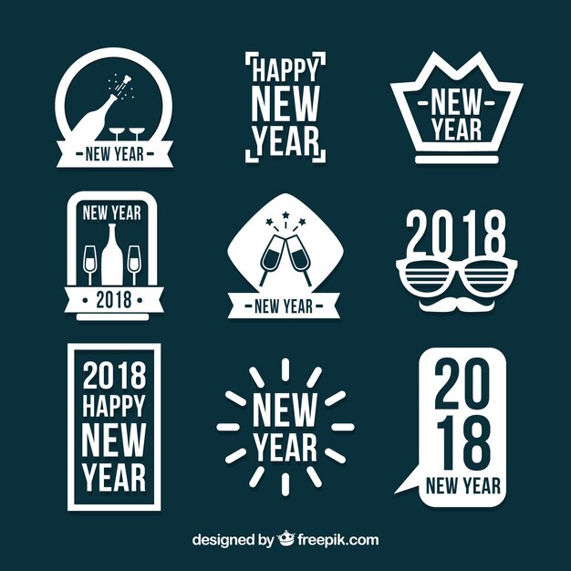 Colección original de insignias de año nuevo 2018