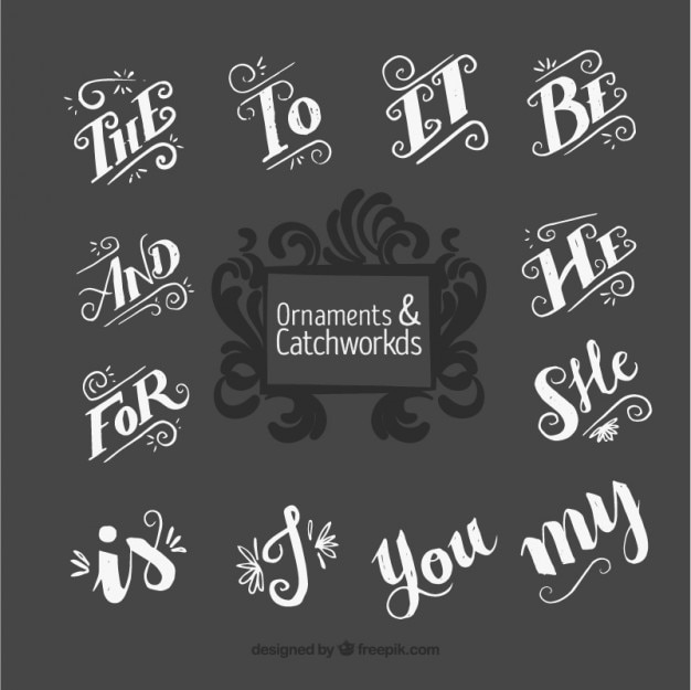 Vector gratuito colección ornamental de palabras claves