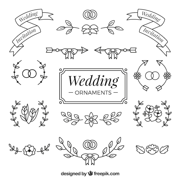 Colección de ornamentos de boda para decorar
