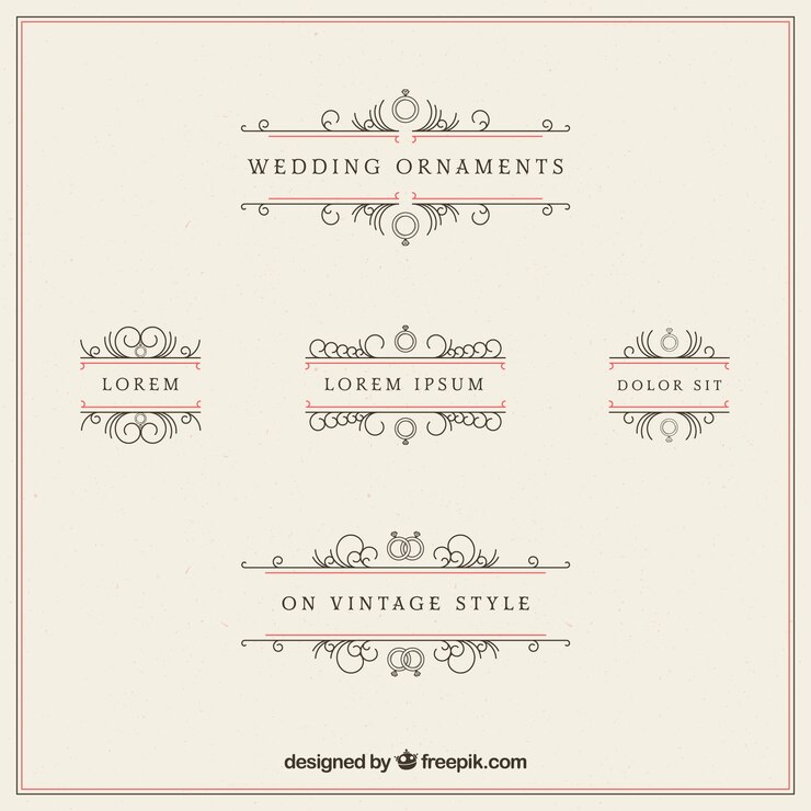 Vector gratuito colección de ornamentos de boda para decorar
