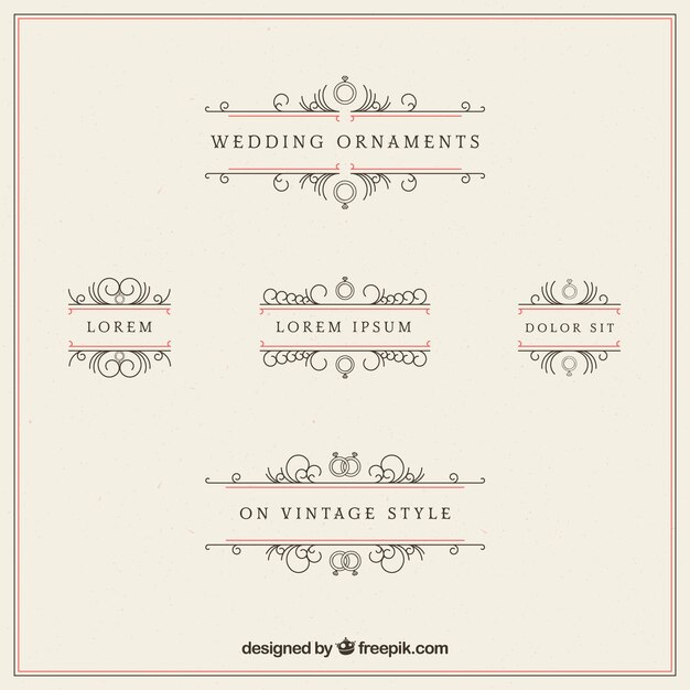Colección de ornamentos de boda para decorar