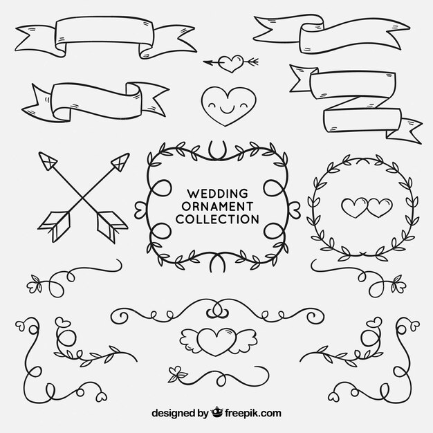 Colección de ornamentos de boda para decorar