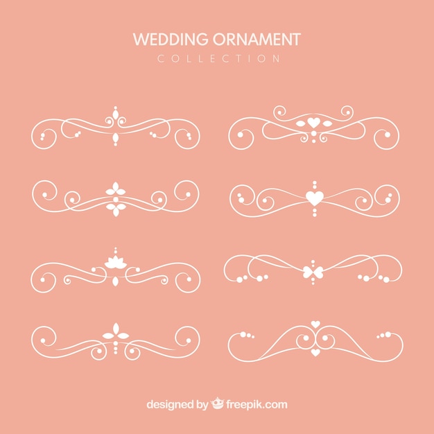Colección de ornamentos de boda en estilo plano