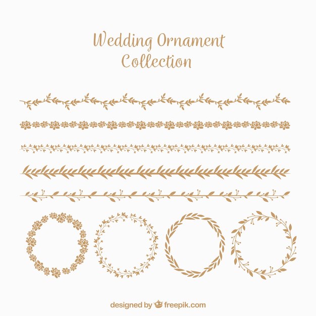 Colección de ornamentos de boda en estilo plano