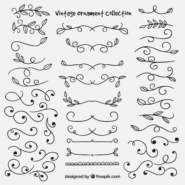 Vector gratuito colección de ornamentos en estilo vintage