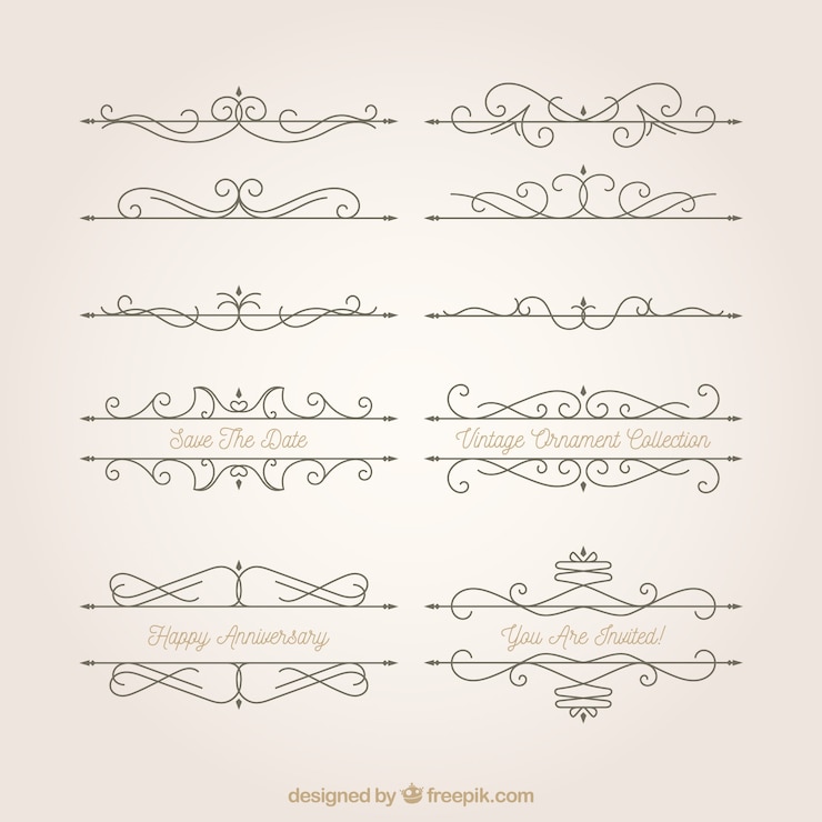 Vector gratuito colección de ornamentos en estilo vintage