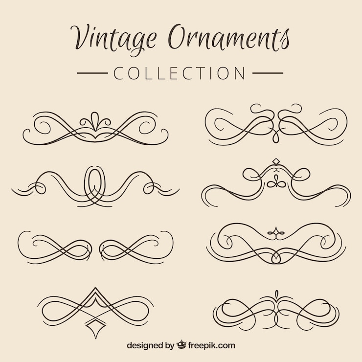 Vector gratuito colección de ornamentos en estilo vintage