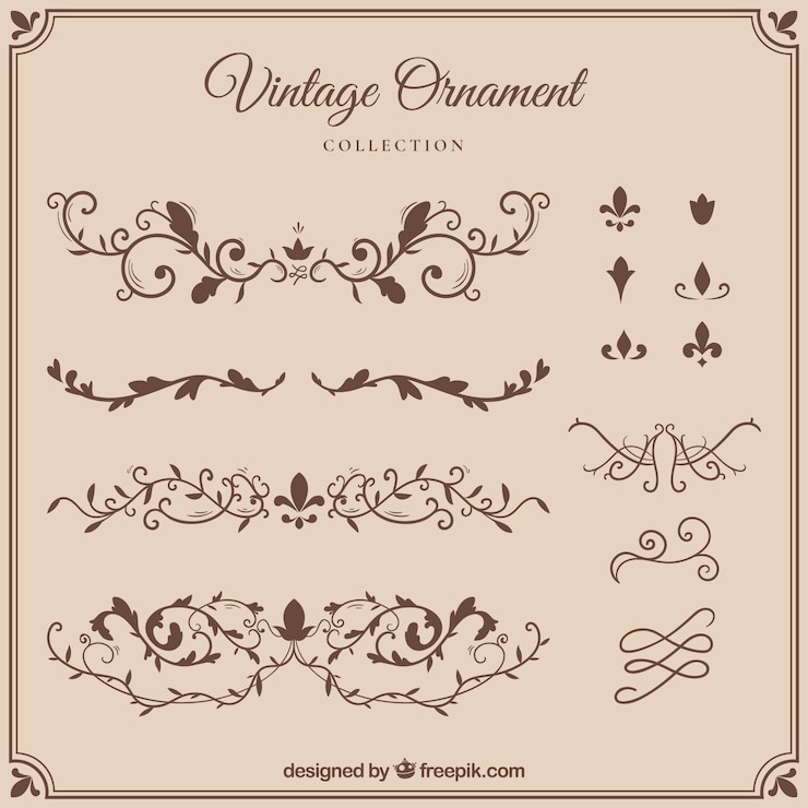 Vector gratuito colección de ornamentos en estilo vintage